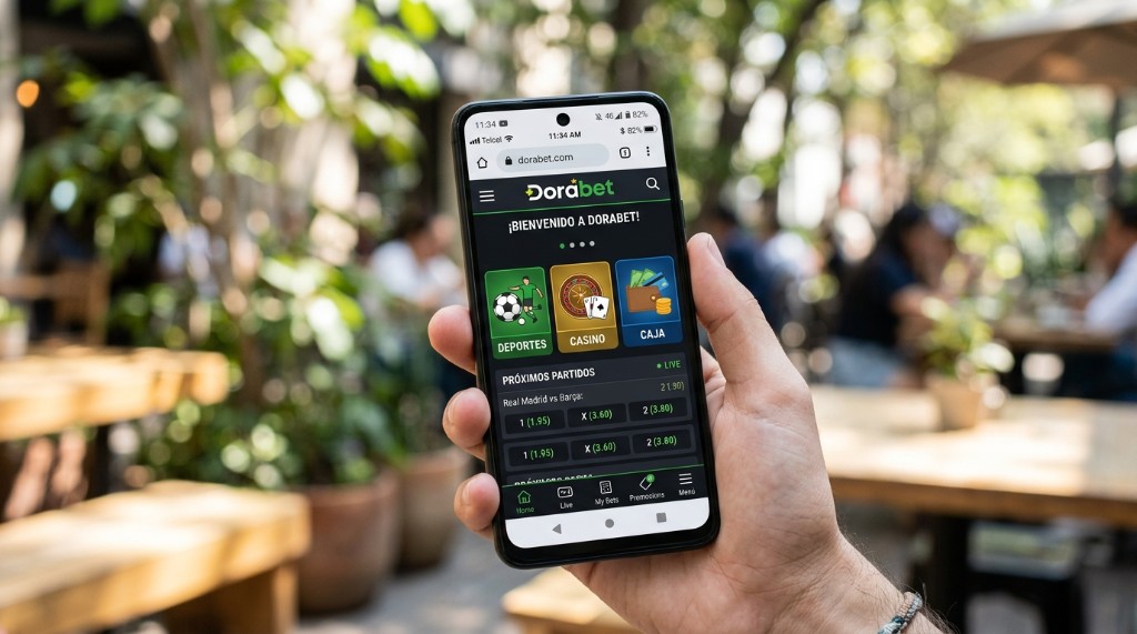 Menú de Dorabet abierto en un teléfono Android sobre red 4G